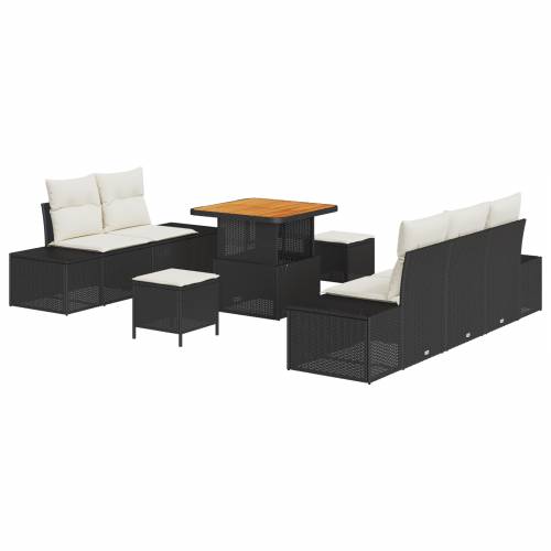 8 komada vrtni sofa set s jastučićima crni poliratan akacija Cijena