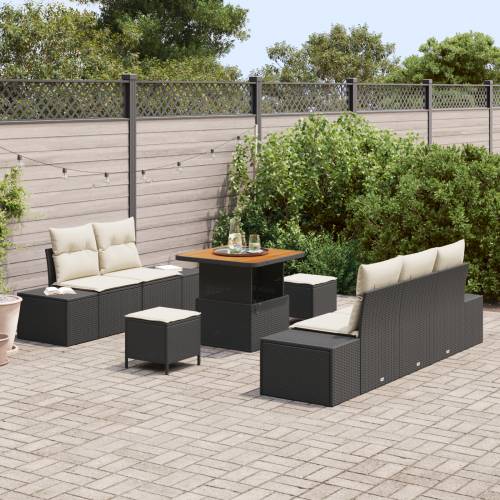8 komada vrtni sofa set s jastučićima crni poliratan akacija Cijena