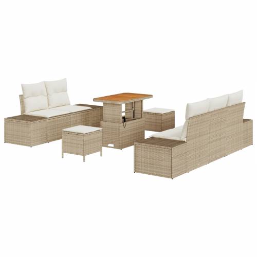 set od 8 komada vrtnih sofa s jastučićima bež poli ratan akacija Cijena