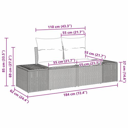 set od 8 komada vrtnih sofa s jastučićima bež poli ratan akacija Cijena