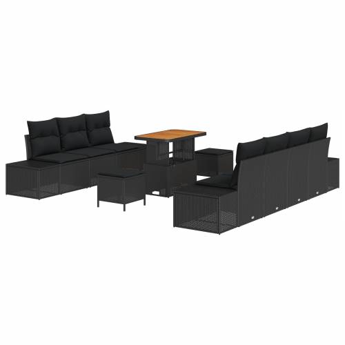 10 kom. set vrtnog sofa s jastučićima crni poli ratan akacija Cijena