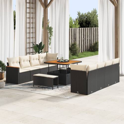 11-kompletni vrtni sofa set s jastučićima Crni poli ratan akacija Cijena