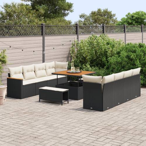 11-kompletni vrtni sofa set s jastučićima Crni poli ratan akacija Cijena