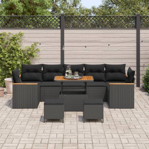 Set od 10 dijelova vrtnih sofa s jastučićima Crni Poli Ratan Akacija Cijena