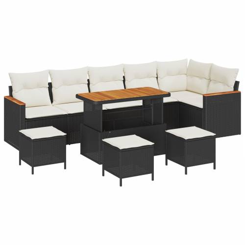 Set vrtnih sofa od 10 dijelova s jastučićima Crni Poli Ratan Akacija Cijena