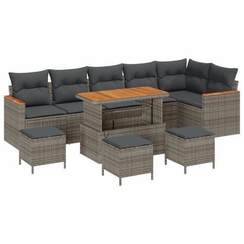 set od 10 komada vrtnih sofa s jastucima sivi poli ratan acacia Cijena