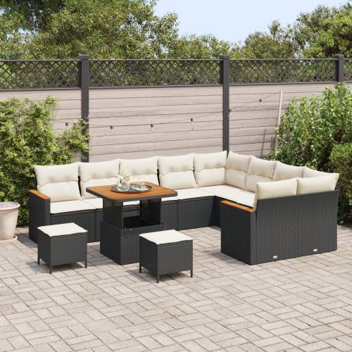 12 dijelni vrtni sofa set s jastucima crne poli ratana akacije Cijena