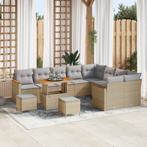 set od 12 komada vrtnih sofa s jastucima bež poli ratan akacija Cijena