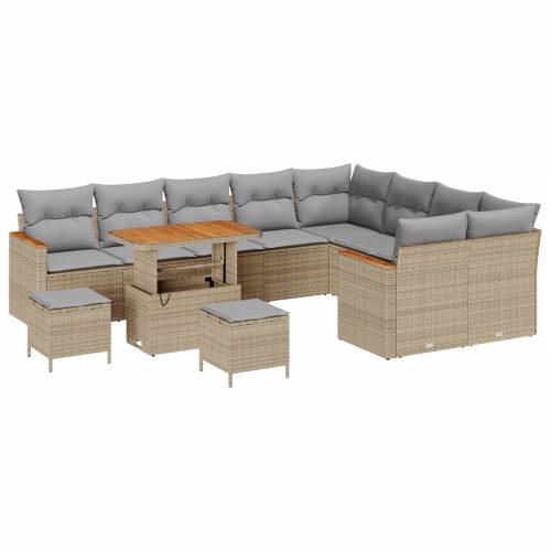 set od 12 komada vrtnih sofa s jastucima bež poli ratan akacija Cijena