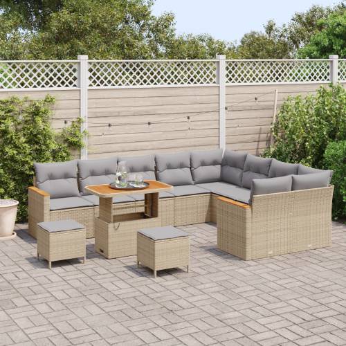 set od 12 komada vrtnih sofa s jastucima bež poli ratan akacija Cijena