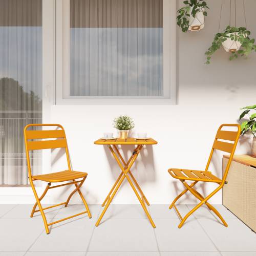 Sklopive Vrtne Stolice 2 kom Mustard Žuta 42x52x82 cm Prah-premazani Čelik Cijena