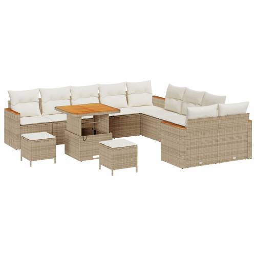 13 komada set vrtnih sofa s jastučićima Bež Poli ratan Cijena