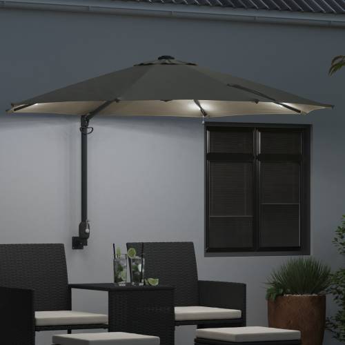 Zidni vrtni suncobran sa LED-ima Bež 248 cm Cijena