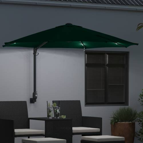 Zidni vrtni suncobran s LED-ima Zeleni 248 cm Cijena