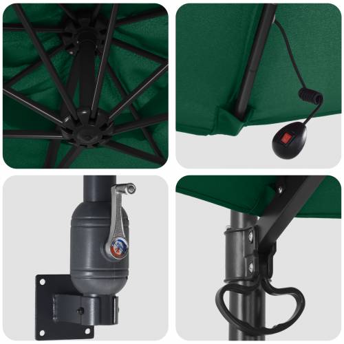 Zidni vrtni suncobran s LED-ima Zeleni 248 cm Cijena