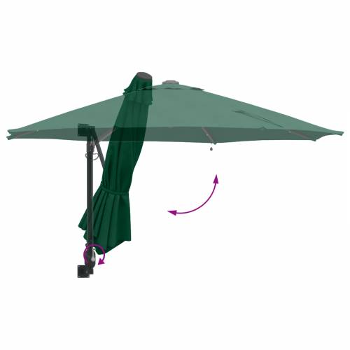 Zidni vrtni suncobran s LED-ima Zeleni 248 cm Cijena