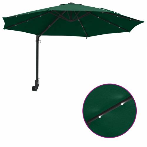 Zidni vrtni suncobran s LED-ima Zeleni 248 cm Cijena