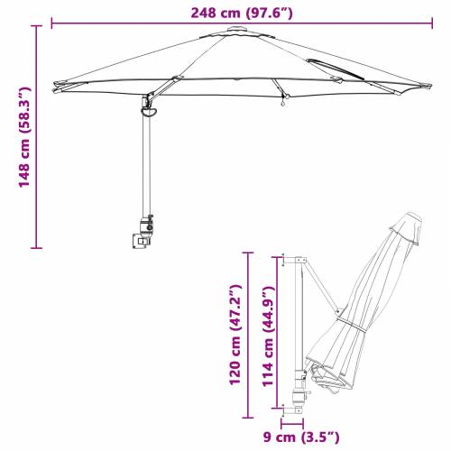 Zidni vrtni suncobran s LED-ovima Antracit 248 cm Cijena