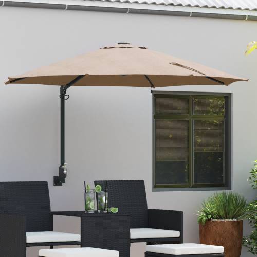 Zidni vrtni suncobran s LED-ovima Taupe 248 cm Cijena