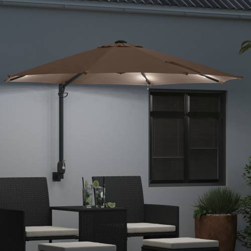 Zidni vrtni suncobran s LED-ovima Taupe 248 cm Cijena