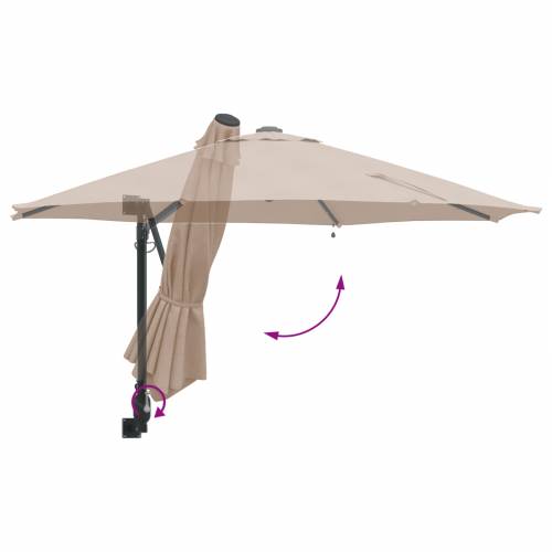 Zidni vrtni suncobran s LED-ovima Taupe 248 cm Cijena