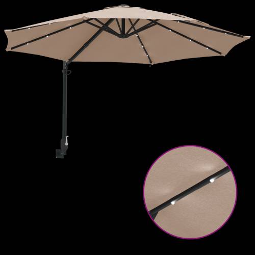 Zidni vrtni suncobran s LED-ovima Taupe 248 cm Cijena