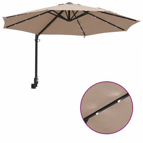 Zidni vrtni suncobran s LED-ovima Taupe 248 cm Cijena