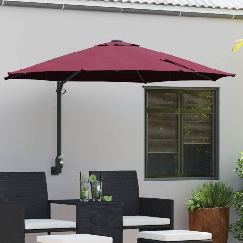 Zidni vrtni suncobran s LED-ima Bordeaux Crveni 248 cm Cijena
