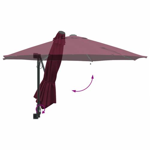 Zidni vrtni suncobran s LED-ima Bordeaux Crveni 248 cm Cijena