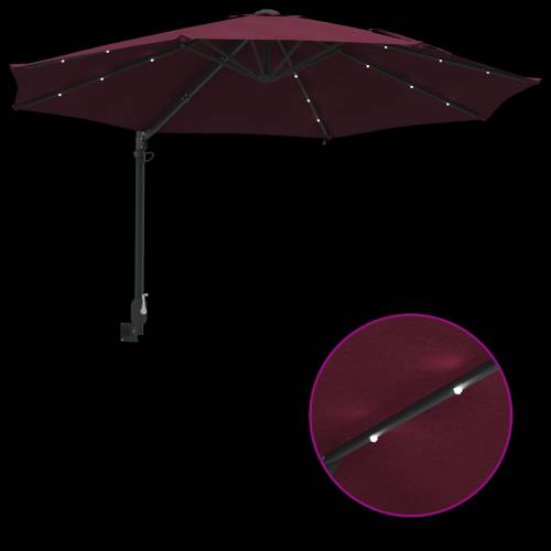 Zidni vrtni suncobran s LED-ima Bordeaux Crveni 248 cm Cijena