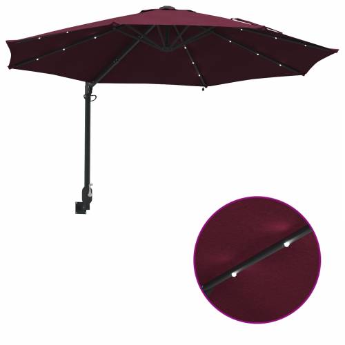 Zidni vrtni suncobran s LED-ima Bordeaux Crveni 248 cm Cijena