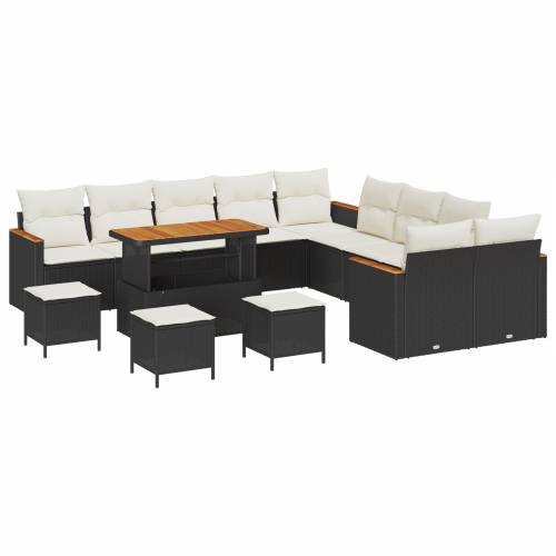set od 14 dijelova vrtnog sofa s jastučićima Crni Poli Ratan Akacija Cijena