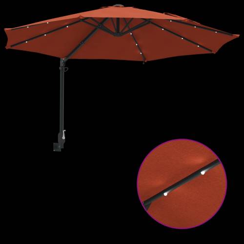 Zidni vrtni suncobran s LED-ima Terracotta 248 cm Cijena