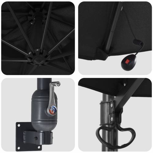 Zidni vrtni suncobran s LED-ima Crna 248 cm Cijena