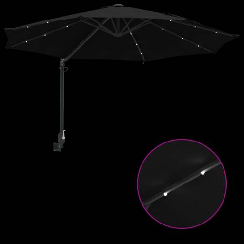 Zidni vrtni suncobran s LED-ima Crna 248 cm Cijena