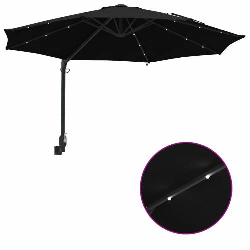 Zidni vrtni suncobran s LED-ima Crna 248 cm Cijena