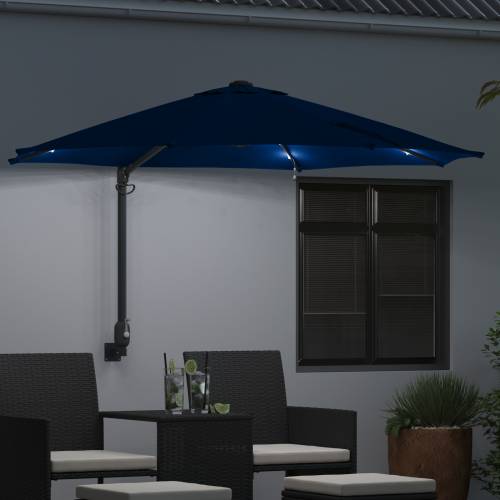Zidni vrtni suncobran s LED-ima Azurna plava 248 cm Cijena