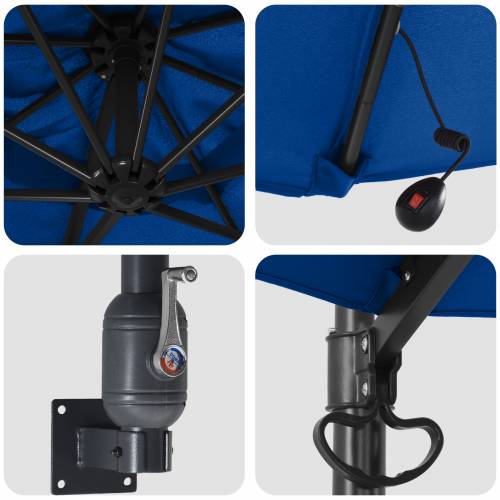 Zidni vrtni suncobran s LED-ima Azurna plava 248 cm Cijena