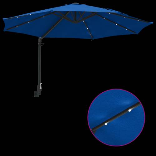 Zidni vrtni suncobran s LED-ima Azurna plava 248 cm Cijena