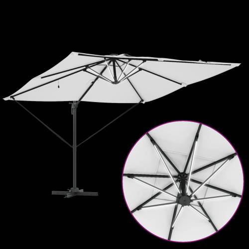 Suncobran Roma s LED svjetlima Pijesak 286x285x270 cm Aluminij Cijena