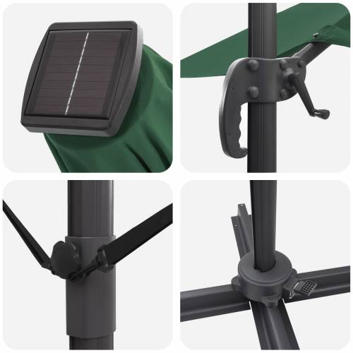 Cantilever Roma Parasol s LED diodama - Zelena, 286 x 285 x 270 cm Aluminij Cijena