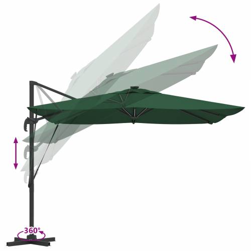 Cantilever Roma Parasol s LED diodama - Zelena, 286 x 285 x 270 cm Aluminij Cijena