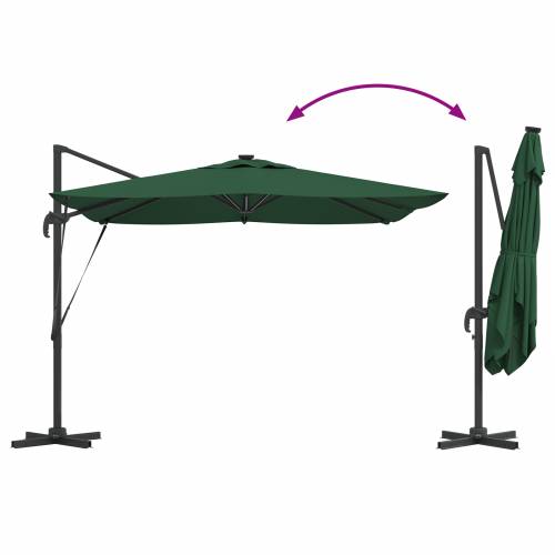 Cantilever Roma Parasol s LED diodama - Zelena, 286 x 285 x 270 cm Aluminij Cijena