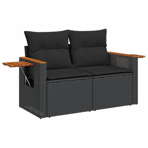 9 dijelni vrtni sofa set s jastučićima crna poli ratan akacija Cijena