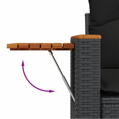 9 dijelni vrtni sofa set s jastučićima crna poli ratan akacija Cijena