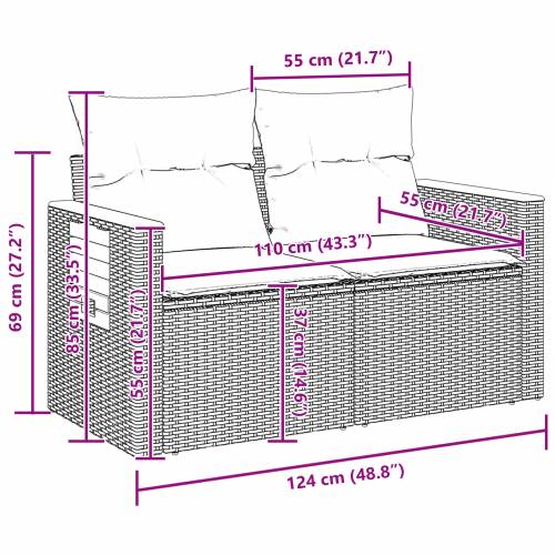 9 dijelni vrtni sofa set s jastučićima crna poli ratan akacija Cijena