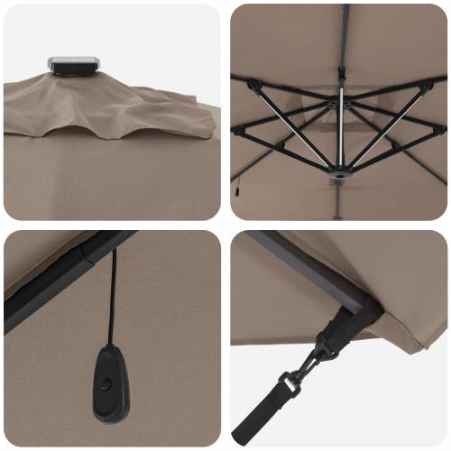 Cantilever Roma Sjenilo s LED-ima - Taupe (286 x 285 x 270 cm) - Aluminiij Cijena