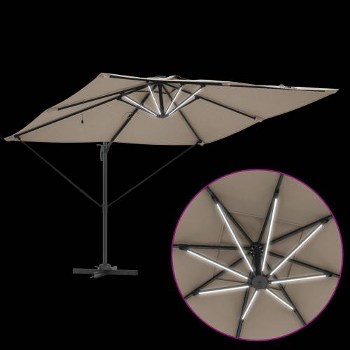 Cantilever Roma Sjenilo s LED-ima - Taupe (286 x 285 x 270 cm) - Aluminiij Cijena