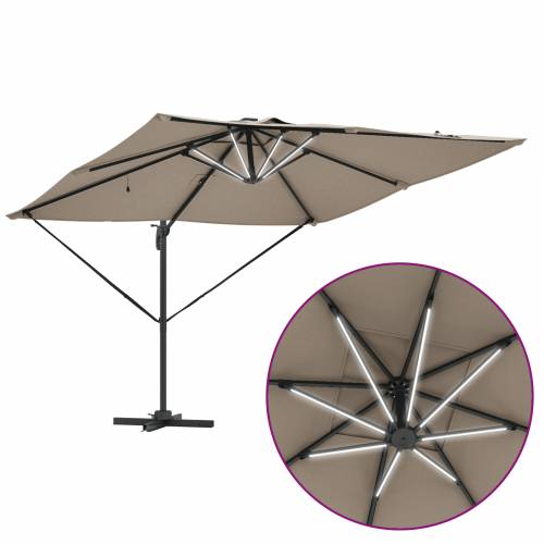 Cantilever Roma Sjenilo s LED-ima - Taupe (286 x 285 x 270 cm) - Aluminiij Cijena