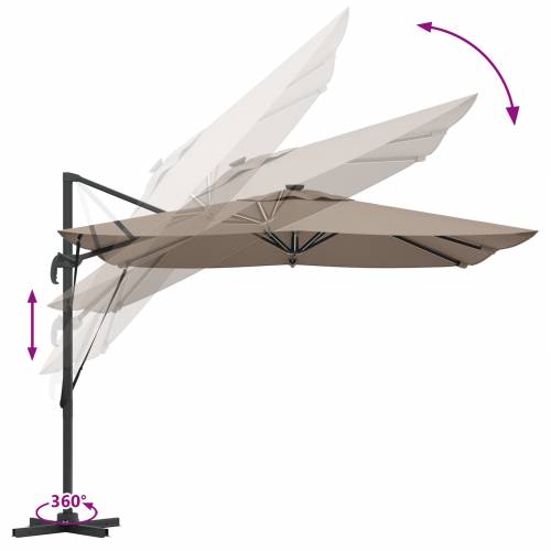Cantilever Roma Sjenilo s LED-ima - Taupe (286 x 285 x 270 cm) - Aluminiij Cijena